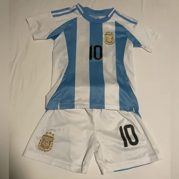 Messi Argentina 🇦🇷 Soccer Jersey & Shorts Set Kids Size US 20 - Picture 2 of 6
